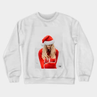 Beautiful Girl Portrait In Santa Claus Costume 3 Crewneck Sweatshirt